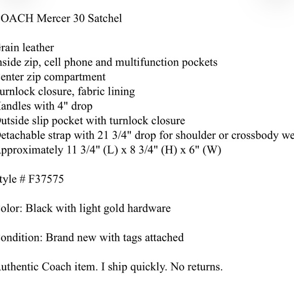 Coach Black Satchel Bag - Picture 10 of 10